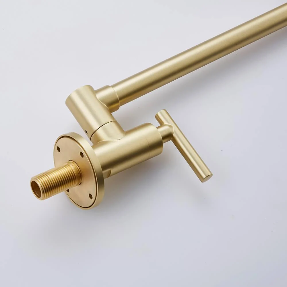 14" Brushed Gold Wall Mounted Foldable Pot Filler Kitchen Tap - Double Handle Tap -Bathlova