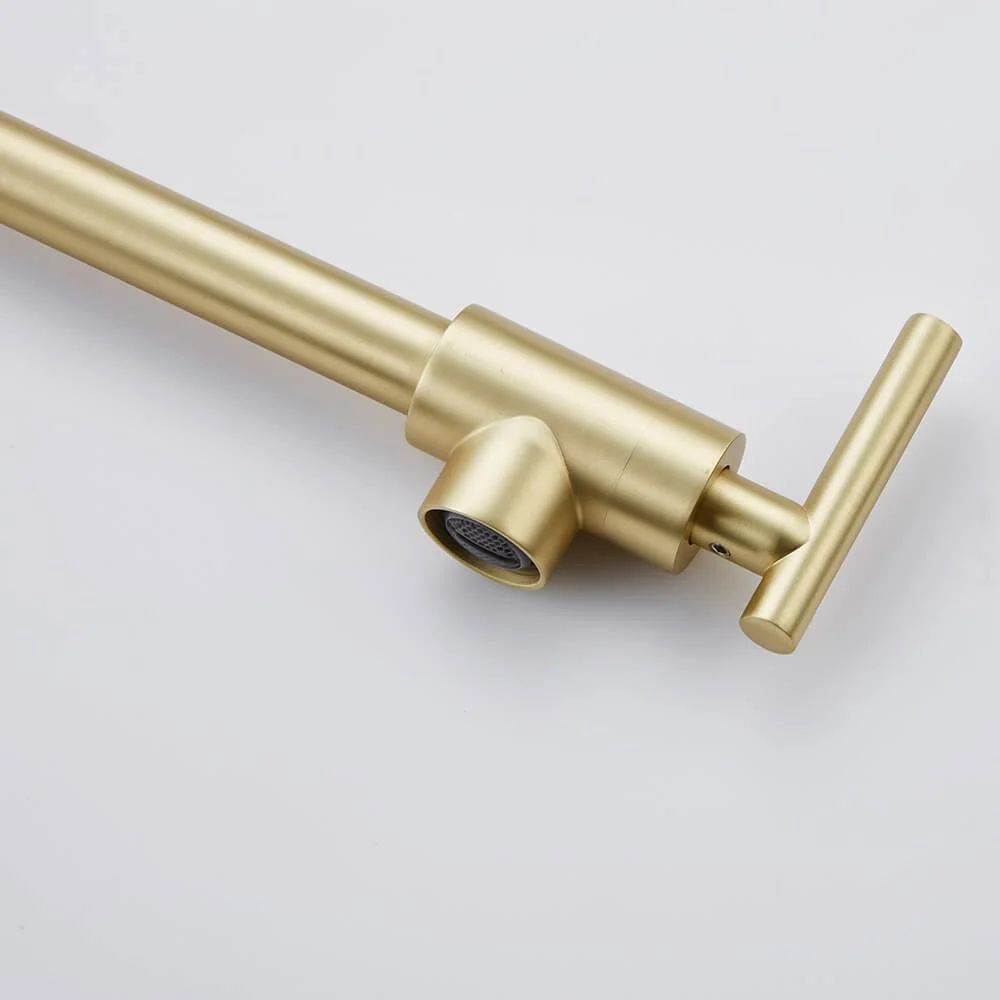 14" Brushed Gold Wall Mounted Foldable Pot Filler Kitchen Tap - Double Handle Tap -Bathlova