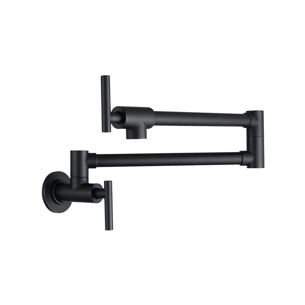 14" Matte Black Wall Mounted Folding Pot Filler Kitchen Tap - Brass Tap -Bathlova