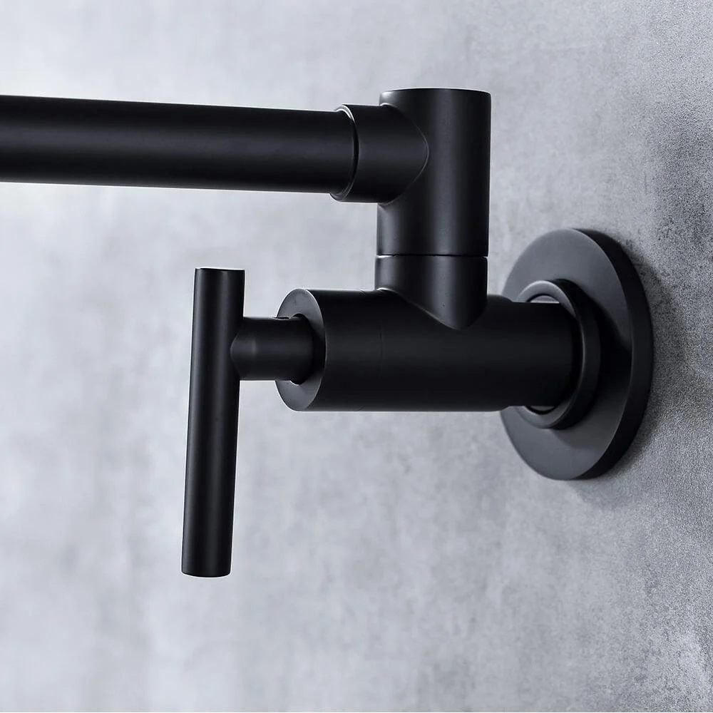 14" Matte Black Wall Mounted Folding Pot Filler Kitchen Tap - Brass Tap -Bathlova