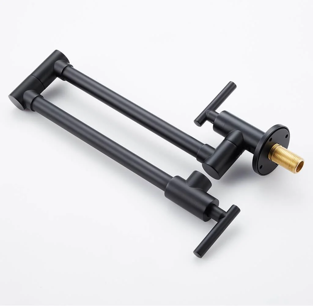 14" Matte Black Wall Mounted Folding Pot Filler Kitchen Tap - Brass Tap -Bathlova