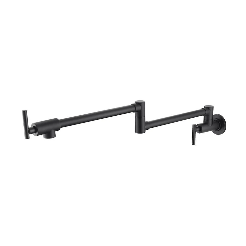 14" Matte Black Wall Mounted Folding Pot Filler Kitchen Tap - Brass Tap -Bathlova