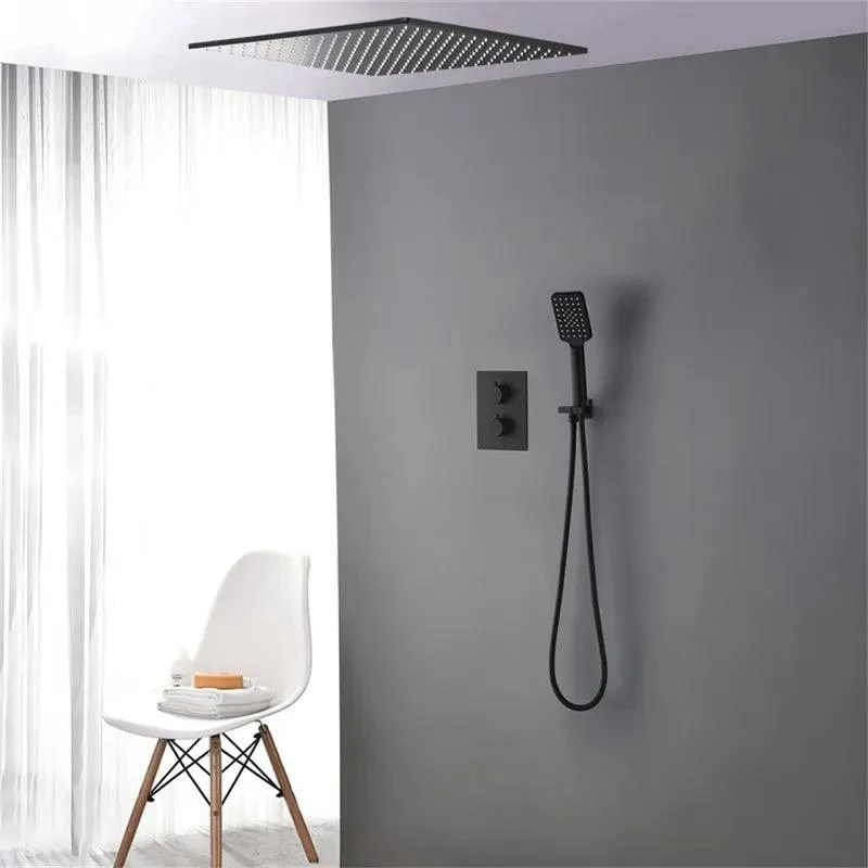 16" Modern Matte Black Thermostatic Shower System -Bathlova