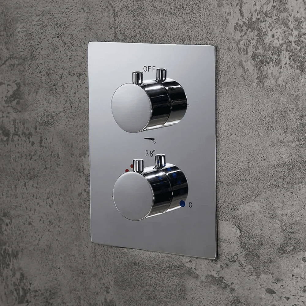 16" Thermostatic Rain Shower System with Hand Shower in Polished Chrome - Solid Brass -Bathlova