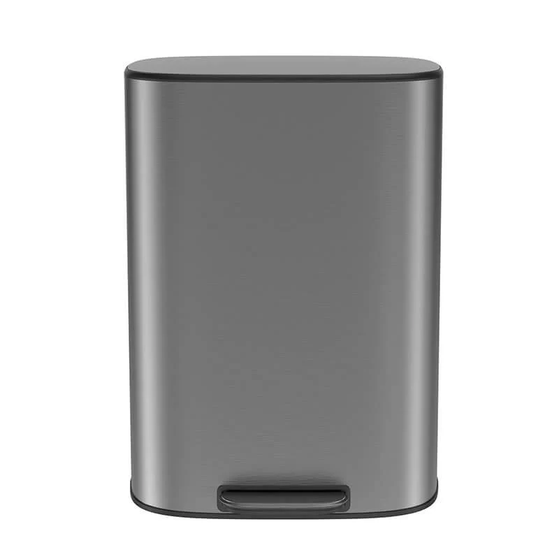 18" Silver Grey 13 Gallon Trash Can - Stainless Steel Ellipse Dust Bin -Bathlova