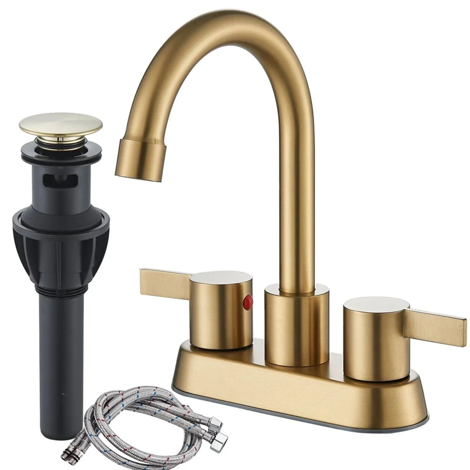 2-Handle Bathroom Tap for Lavatory with Pop-up Sink Drain and Tap -Bathlova