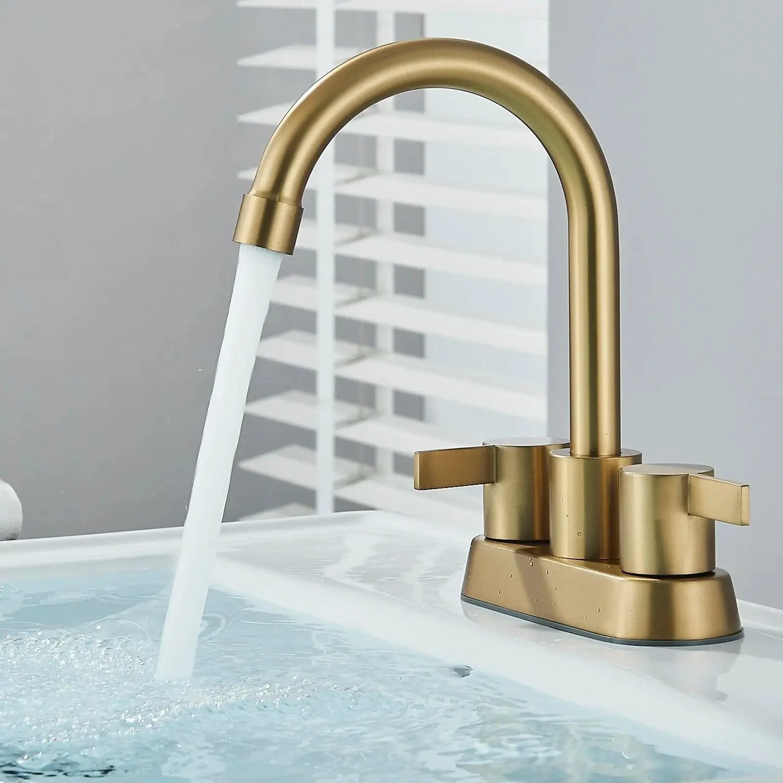 2-Handle Bathroom Tap for Lavatory with Pop-up Sink Drain and Tap -Bathlova