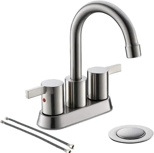 2-Handle Bathroom Tap for Lavatory with Pop-up Sink Drain and Tap -Bathlova