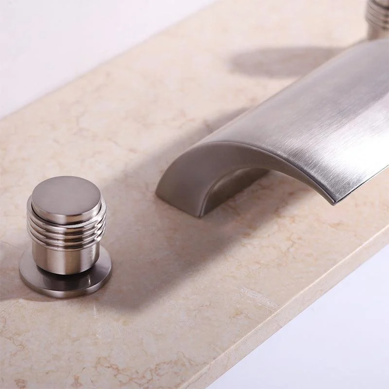 2-Handle Brushed Nickel Widespread Tap 3-Hole Widespread Bathroom Sink Tap in Chrome -Bathlova