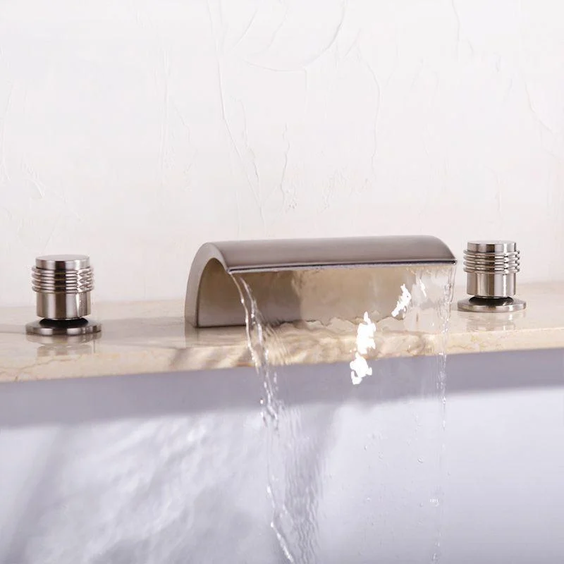 2-Handle Brushed Nickel Widespread Tap 3-Hole Widespread Bathroom Sink Tap in Chrome -Bathlova