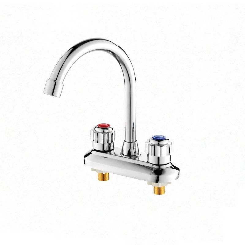 2-handles Brass Bathroom Tap Modern High-arc Center Tap -Bathlova