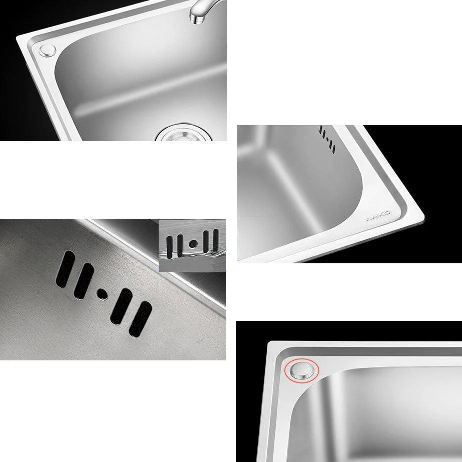 2 Holes Kitchen Sink Rectangle Stainless Steel Sink With Strainer -Bathlova