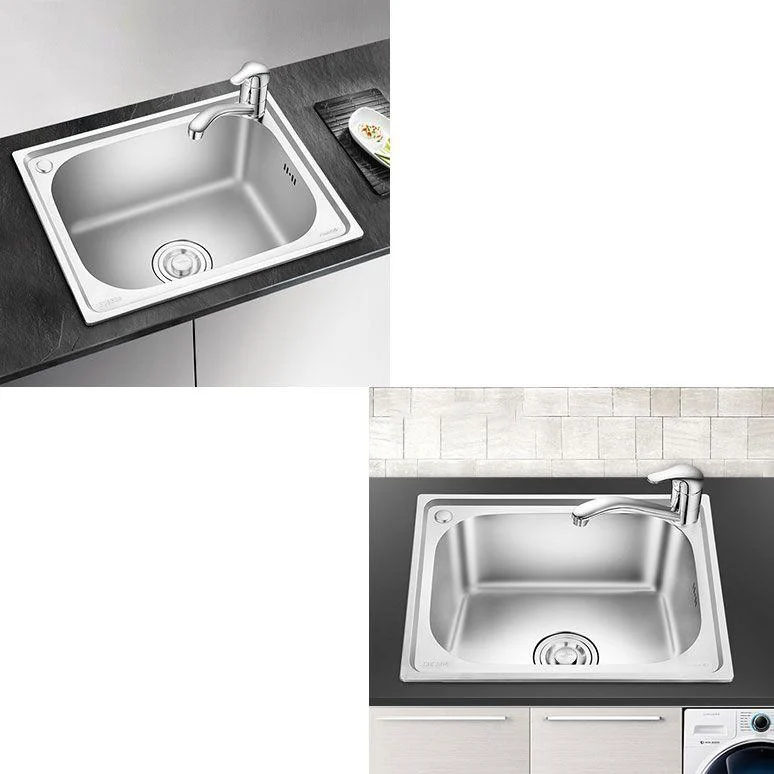 2 Holes Kitchen Sink Rectangle Stainless Steel Sink With Strainer -Bathlova