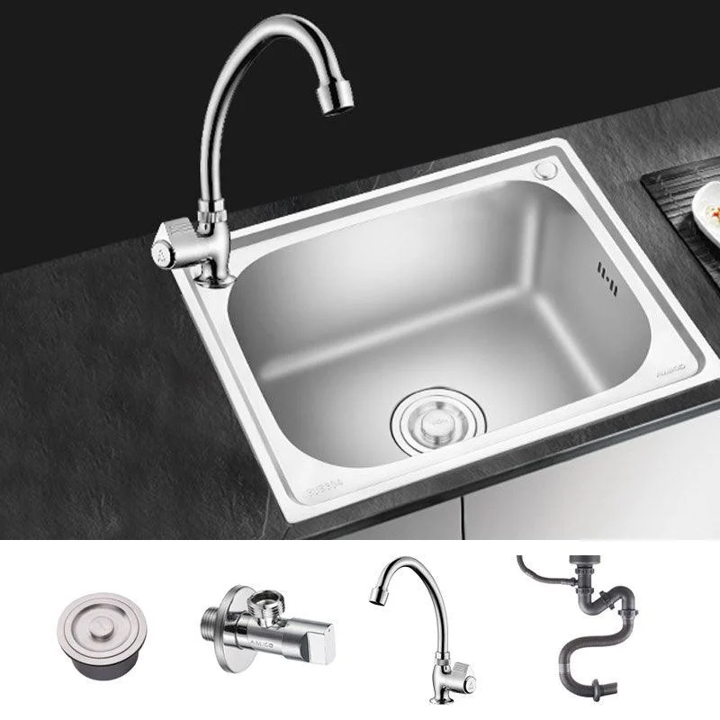 2 Holes Kitchen Sink Rectangle Stainless Steel Sink With Strainer -Bathlova