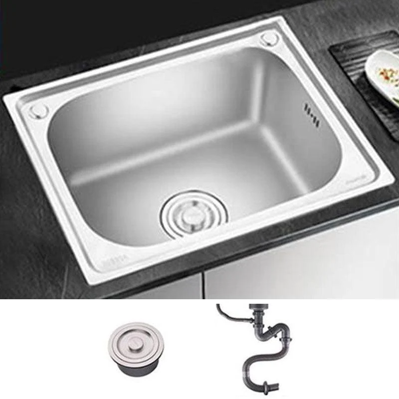 2 Holes Kitchen Sink Rectangle Stainless Steel Sink With Strainer -Bathlova