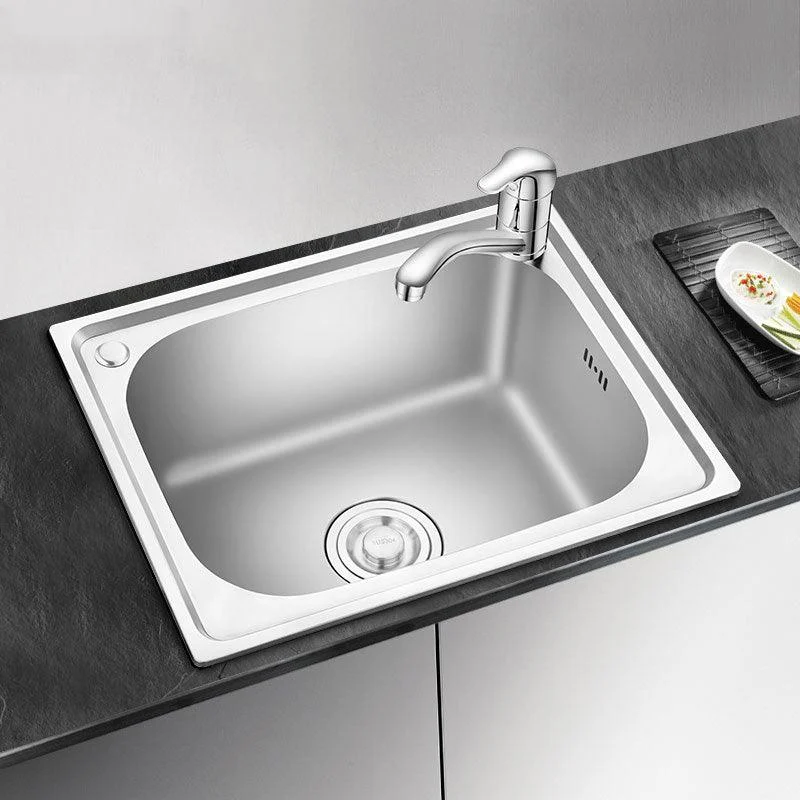 2 Holes Kitchen Sink Rectangle Stainless Steel Sink With Strainer -Bathlova