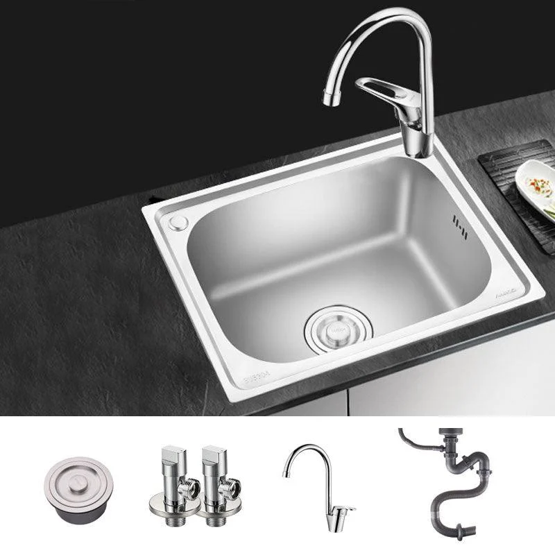 2 Holes Kitchen Sink Rectangle Stainless Steel Sink With Strainer -Bathlova