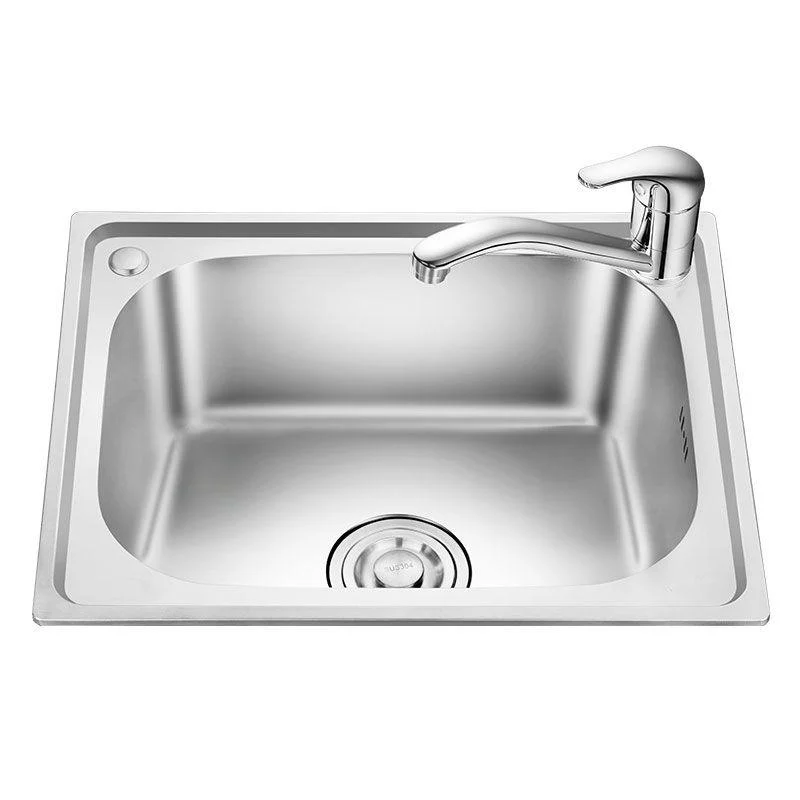 2 Holes Kitchen Sink Rectangle Stainless Steel Sink With Strainer -Bathlova