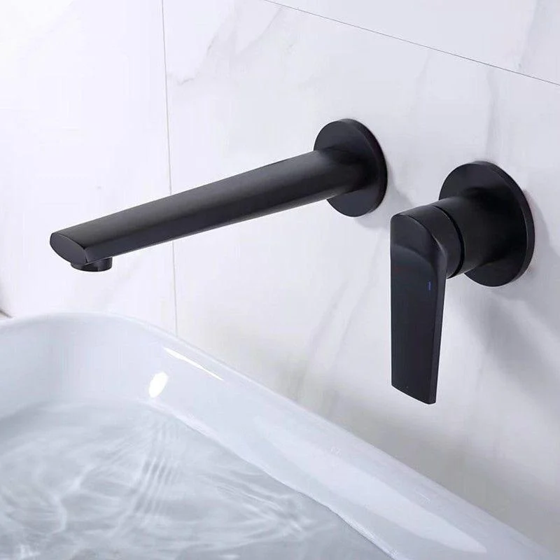 2 Holes Sink Tap Single Lever Handle Wall-Mounted Low Arc Bathroom Tap -Bathlova