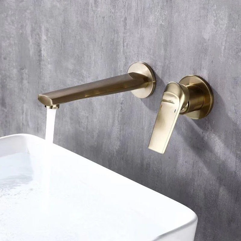 2 Holes Sink Tap Single Lever Handle Wall-Mounted Low Arc Bathroom Tap -Bathlova