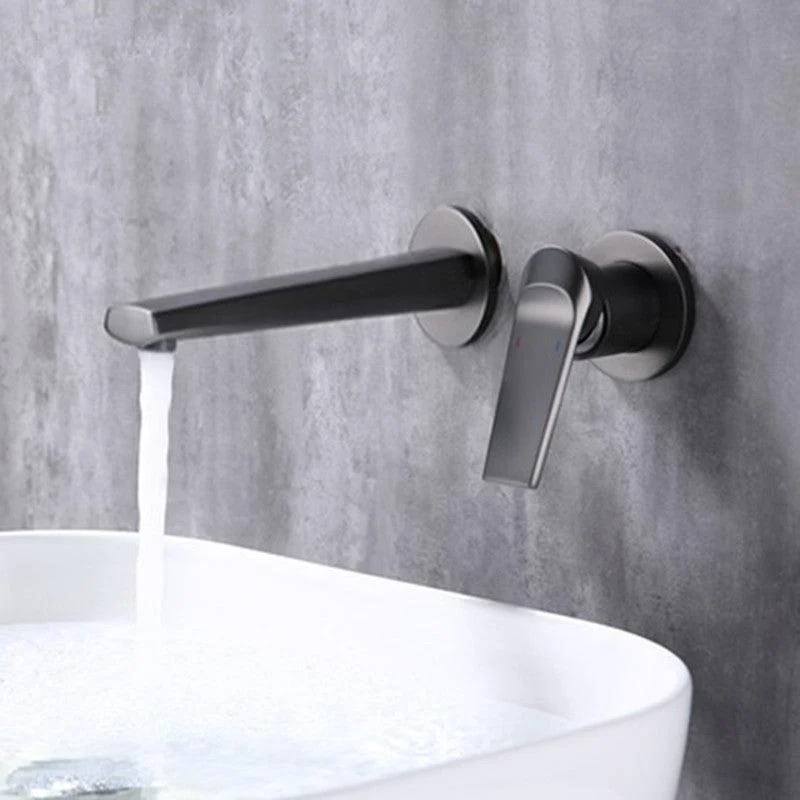 2 Holes Sink Tap Single Lever Handle Wall-Mounted Low Arc Bathroom Tap -Bathlova