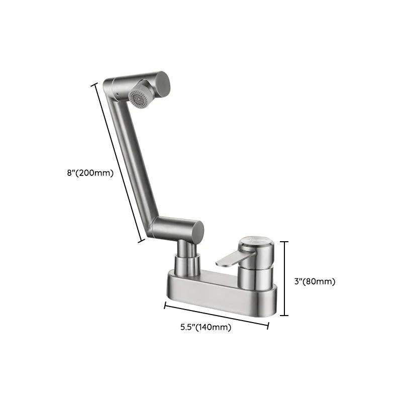 2 Holes Sink Tap Swivel Stainless Steel Single Lever Handle Centerset Tap -Bathlova