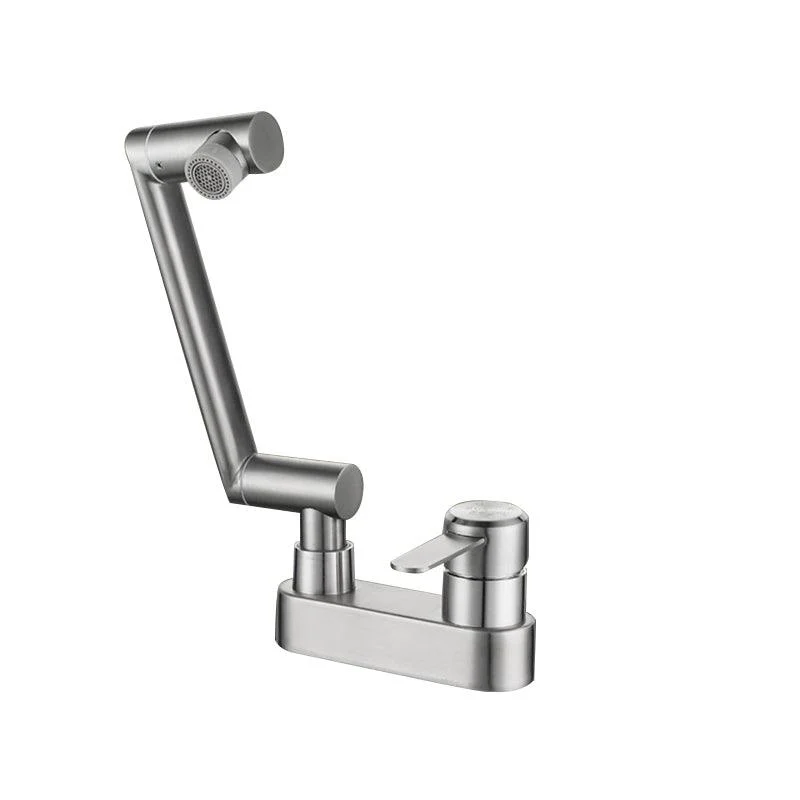 2 Holes Sink Tap Swivel Stainless Steel Single Lever Handle Centerset Tap -Bathlova