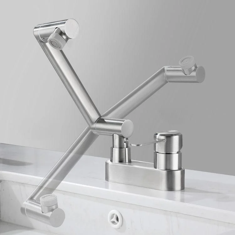 2 Holes Sink Tap Swivel Stainless Steel Single Lever Handle Centerset Tap -Bathlova