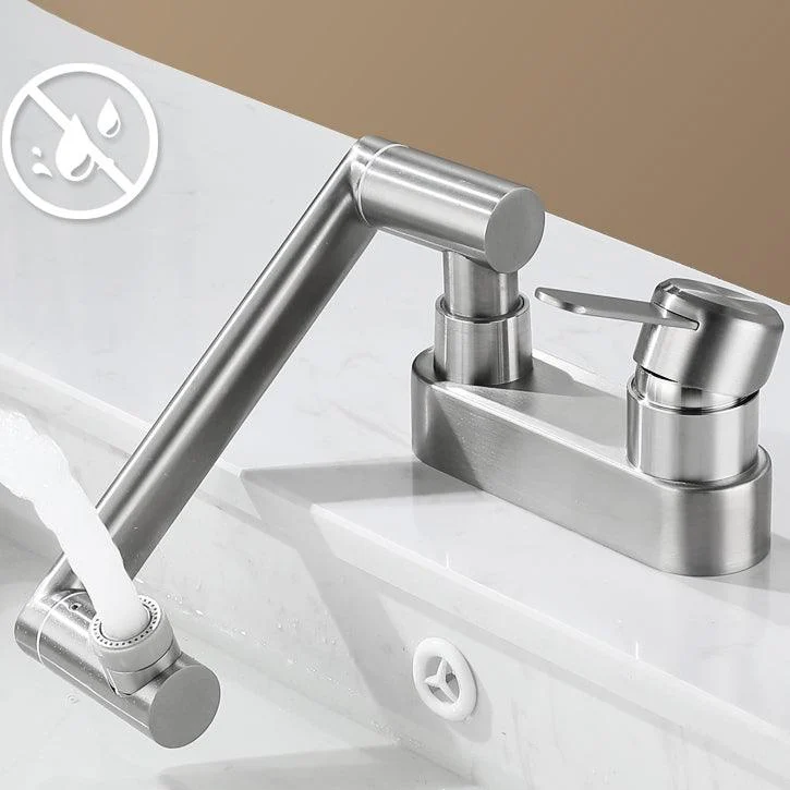 2 Holes Sink Tap Swivel Stainless Steel Single Lever Handle Centerset Tap -Bathlova