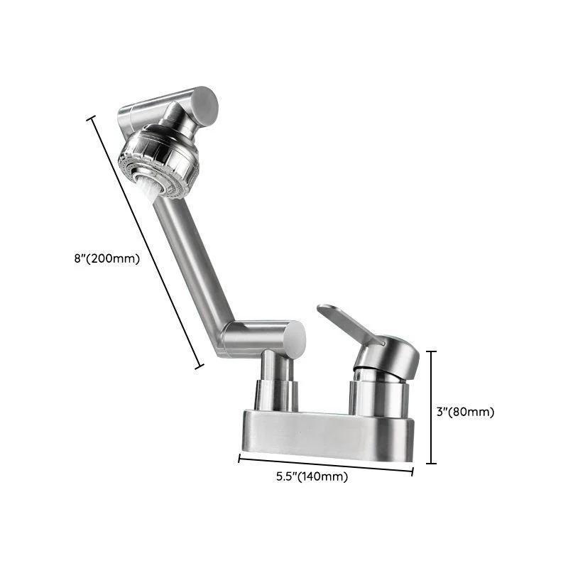 2 Holes Sink Tap Swivel Stainless Steel Single Lever Handle Centerset Tap -Bathlova