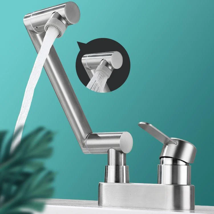 2 Holes Sink Tap Swivel Stainless Steel Single Lever Handle Centerset Tap -Bathlova