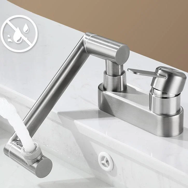 2 Holes Sink Tap Swivel Stainless Steel Single Lever Handle Centerset Tap -Bathlova