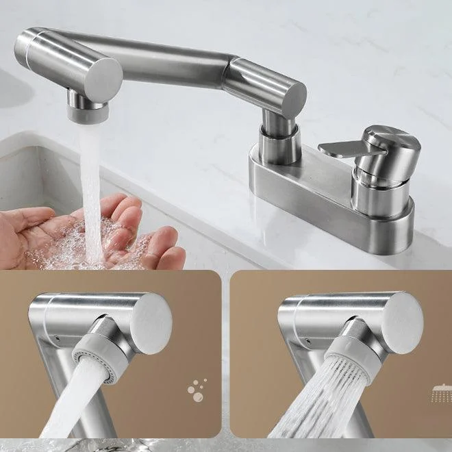 2 Holes Sink Tap Swivel Stainless Steel Single Lever Handle Centerset Tap -Bathlova