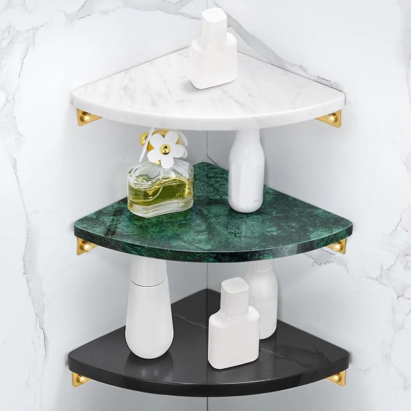 2 Piece Bathroom Hardware Set Metal and Marble Bath Shelf Set -Bathlova