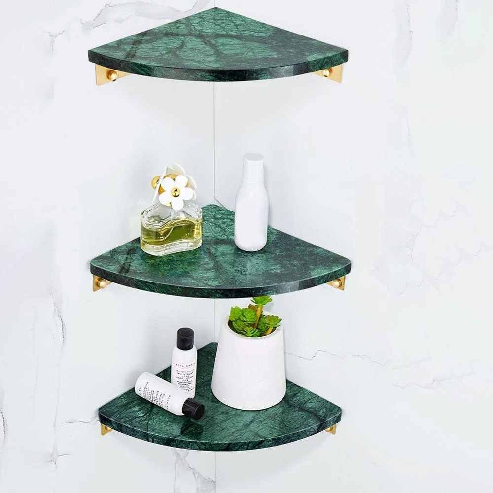 2 Piece Bathroom Hardware Set Metal and Marble Bath Shelf Set -Bathlova