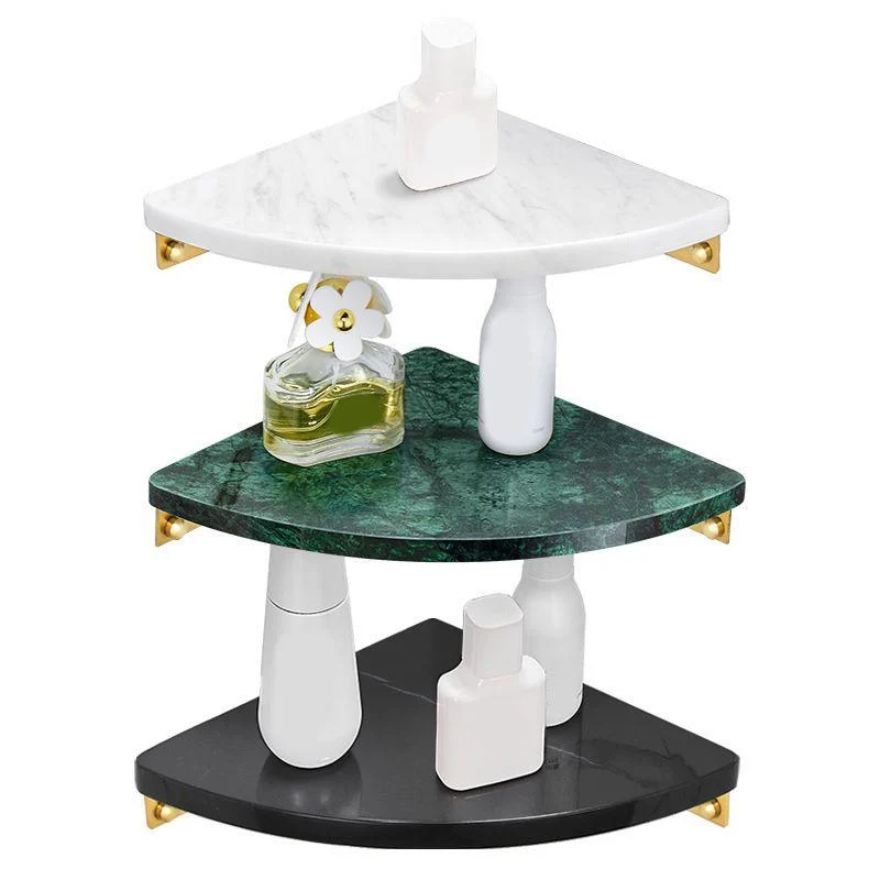 2 Piece Bathroom Hardware Set Metal and Marble Bath Shelf Set -Bathlova