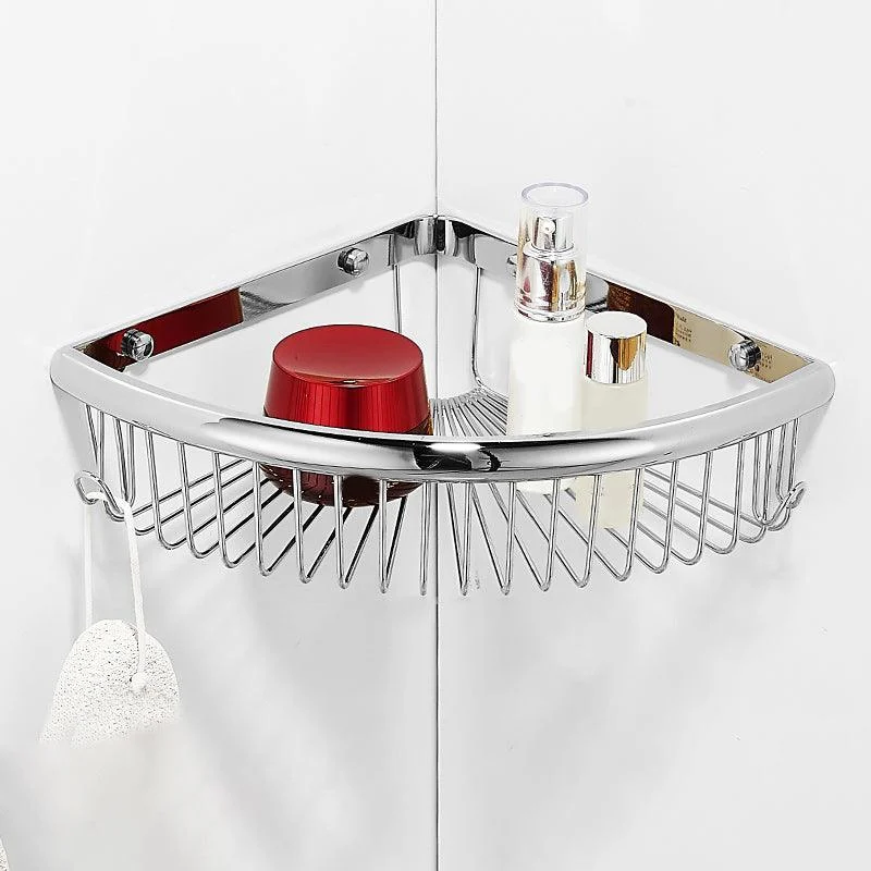 2 Piece Brass Modern Bathroom Hardware Set Bath Shelf in Polished Silver -Bathlova