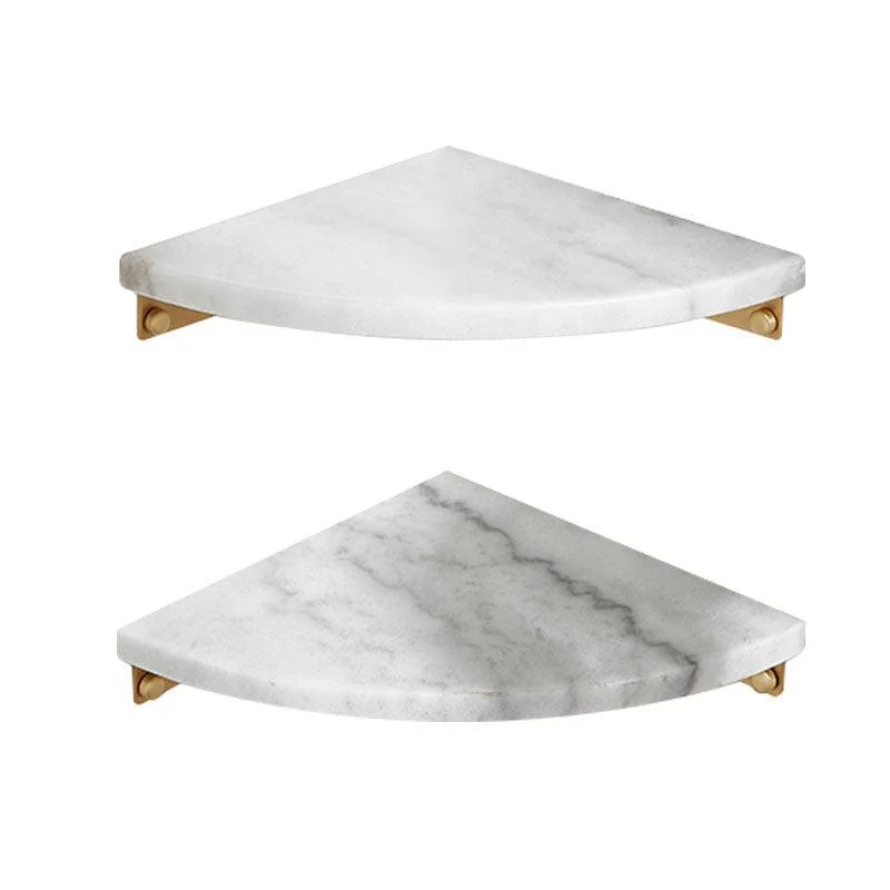 2 Piece Marble Bath Shelf Brass Bathroom Hardware Set in White/Green -Bathlova