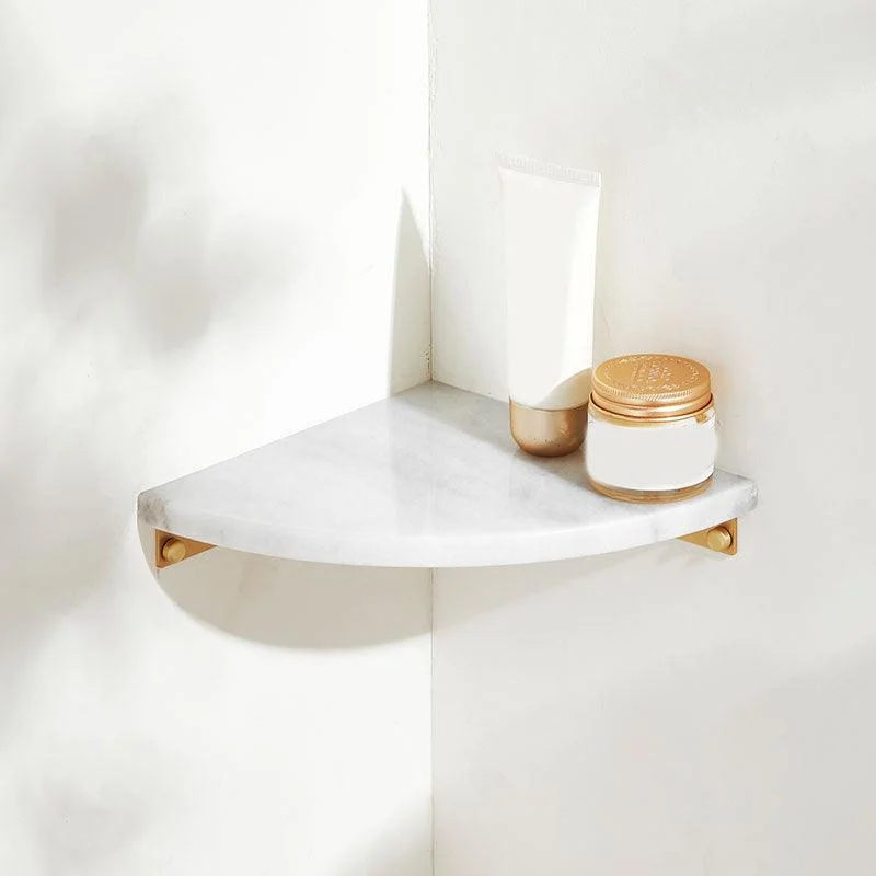 2 Piece Marble Bath Shelf Brass Bathroom Hardware Set in White/Green -Bathlova