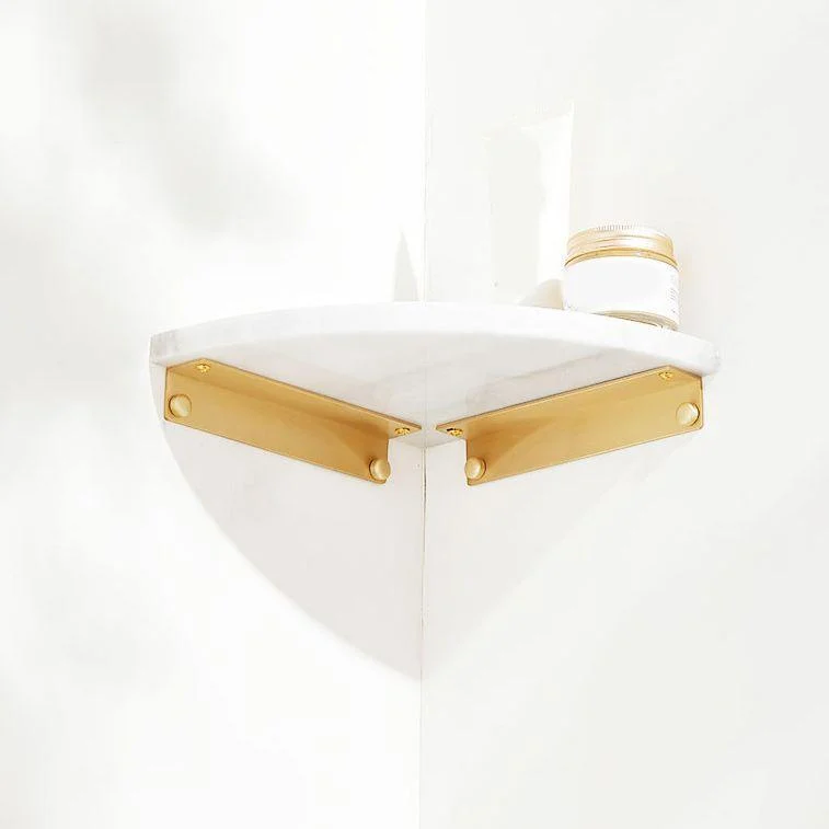 2 Piece Marble Bath Shelf Brass Bathroom Hardware Set in White/Green -Bathlova