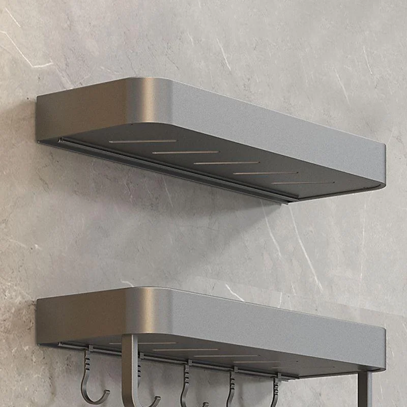 2 Piece Matte Black Modern Bathroom Hardware Set, Bath Shelf, Towel Bar -Bathlova