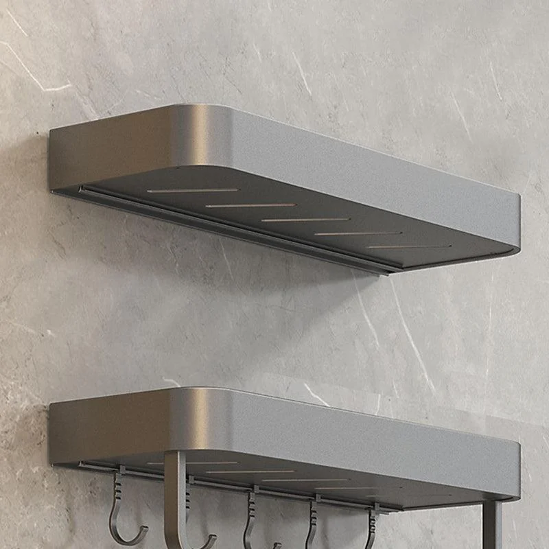 2 Piece Matte Black Modern Bathroom Hardware Set, Bath Shelf, Towel Bar -Bathlova