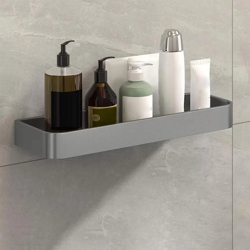 2 Piece Matte Black Modern Bathroom Hardware Set, Bath Shelf, Towel Bar -Bathlova