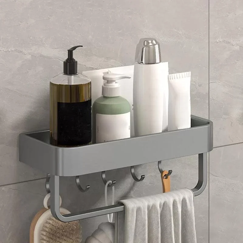 2 Piece Matte Black Modern Bathroom Hardware Set, Bath Shelf, Towel Bar -Bathlova