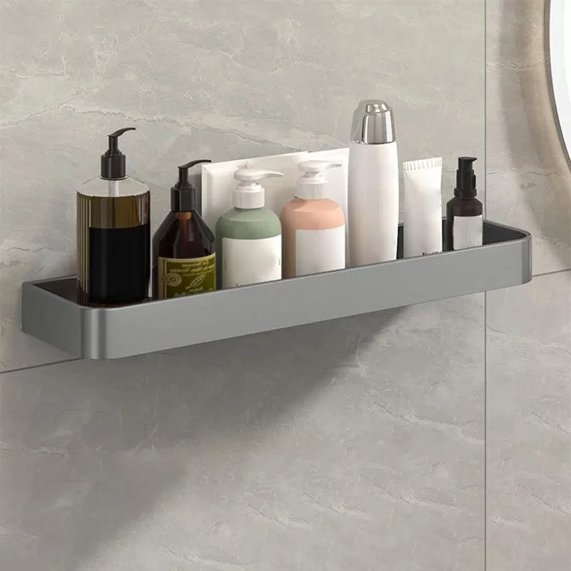 2 Piece Matte Black Modern Bathroom Hardware Set, Bath Shelf, Towel Bar -Bathlova