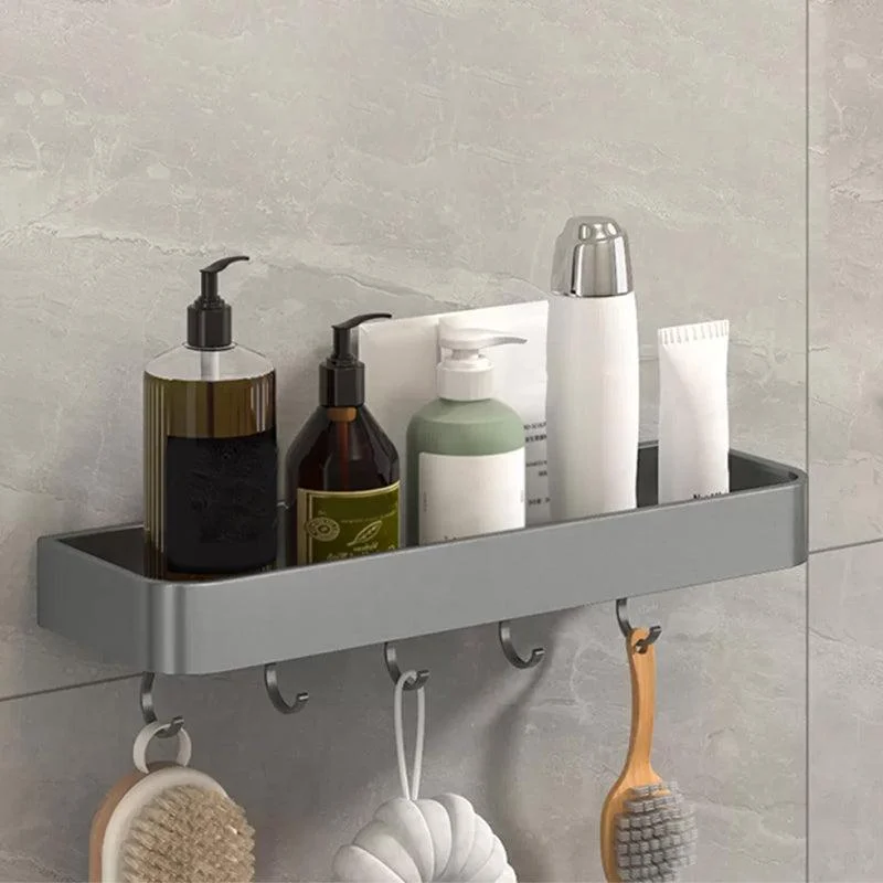 2 Piece Matte Black Modern Bathroom Hardware Set, Bath Shelf, Towel Bar -Bathlova