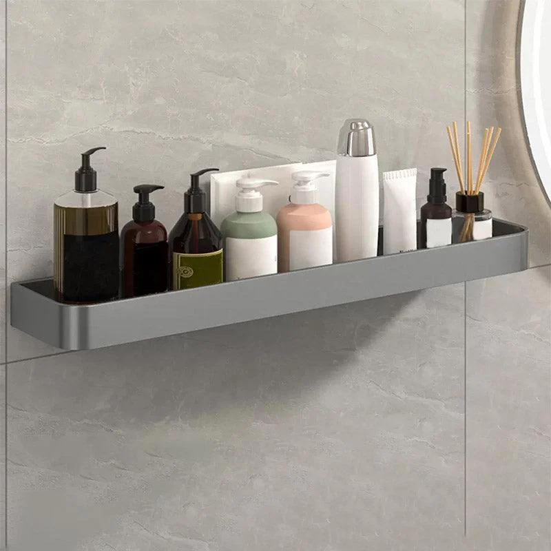 2 Piece Matte Black Modern Bathroom Hardware Set, Bath Shelf, Towel Bar -Bathlova