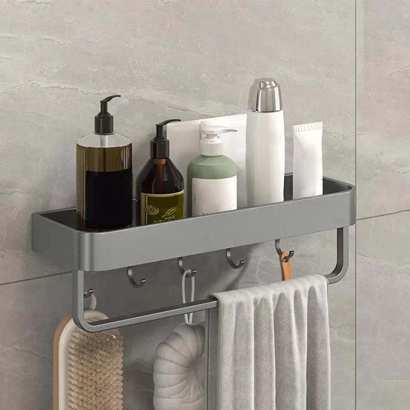 2 Piece Matte Black Modern Bathroom Hardware Set, Bath Shelf, Towel Bar -Bathlova