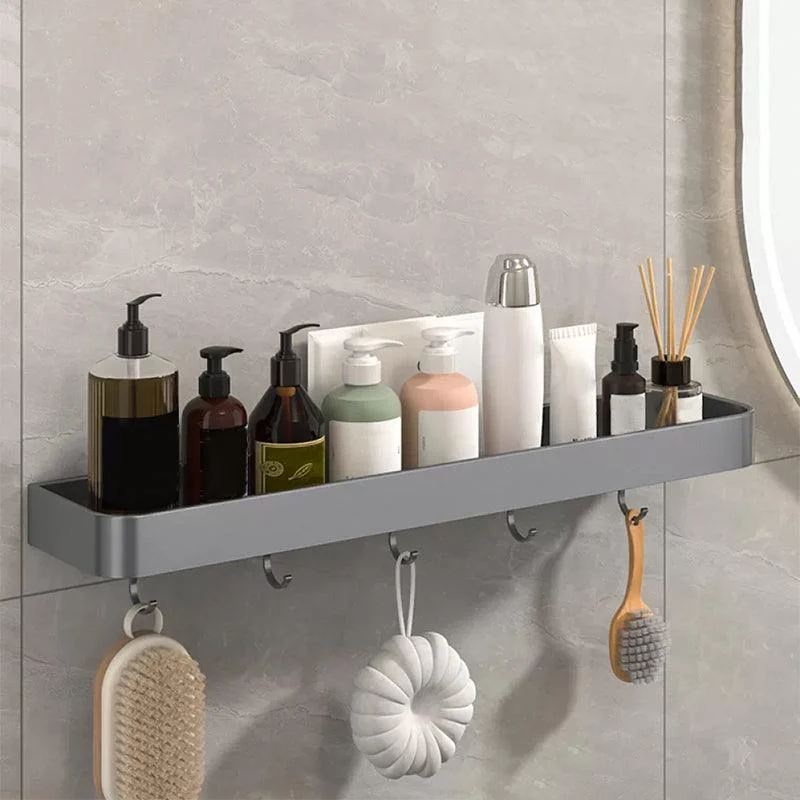 2 Piece Matte Black Modern Bathroom Hardware Set, Bath Shelf, Towel Bar -Bathlova