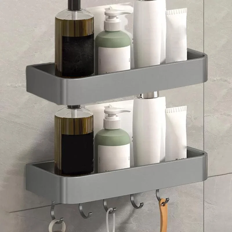 2 Piece Matte Black Modern Bathroom Hardware Set, Bath Shelf, Towel Bar -Bathlova